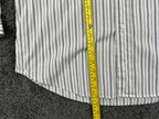 Faconnable Mens Striped Button Down Shirt White Gray Tan Size XL Relaxed Fit