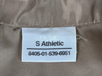 US Navy Khaki Uniform Shirt S Athletic Polyester/Wool Silver Collar Rank Pins