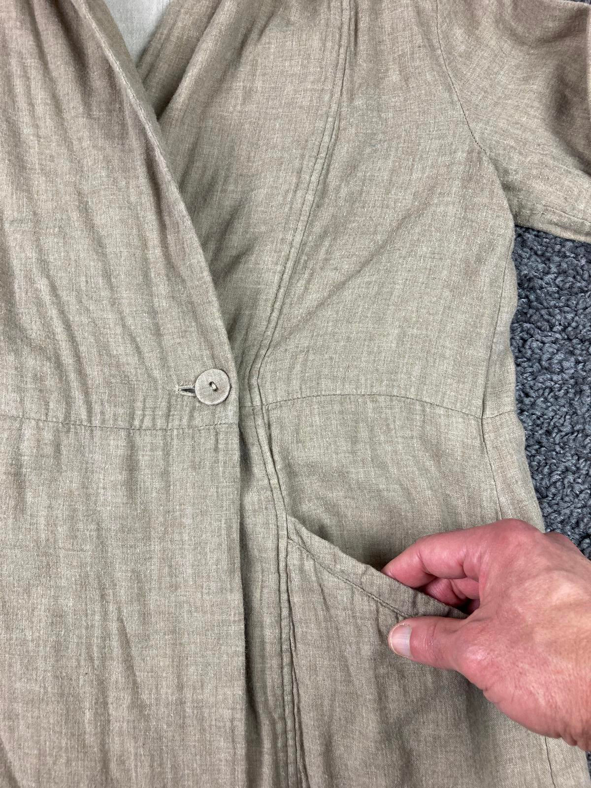 Samansa Mos2 Hooded Wrap Coatigan Long Coat Womens M Beige Cotton Pockets