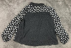 Joie Black White Polka Dot Sheer Blouse Ruffle Neck Button Front Long Sleeve S/P