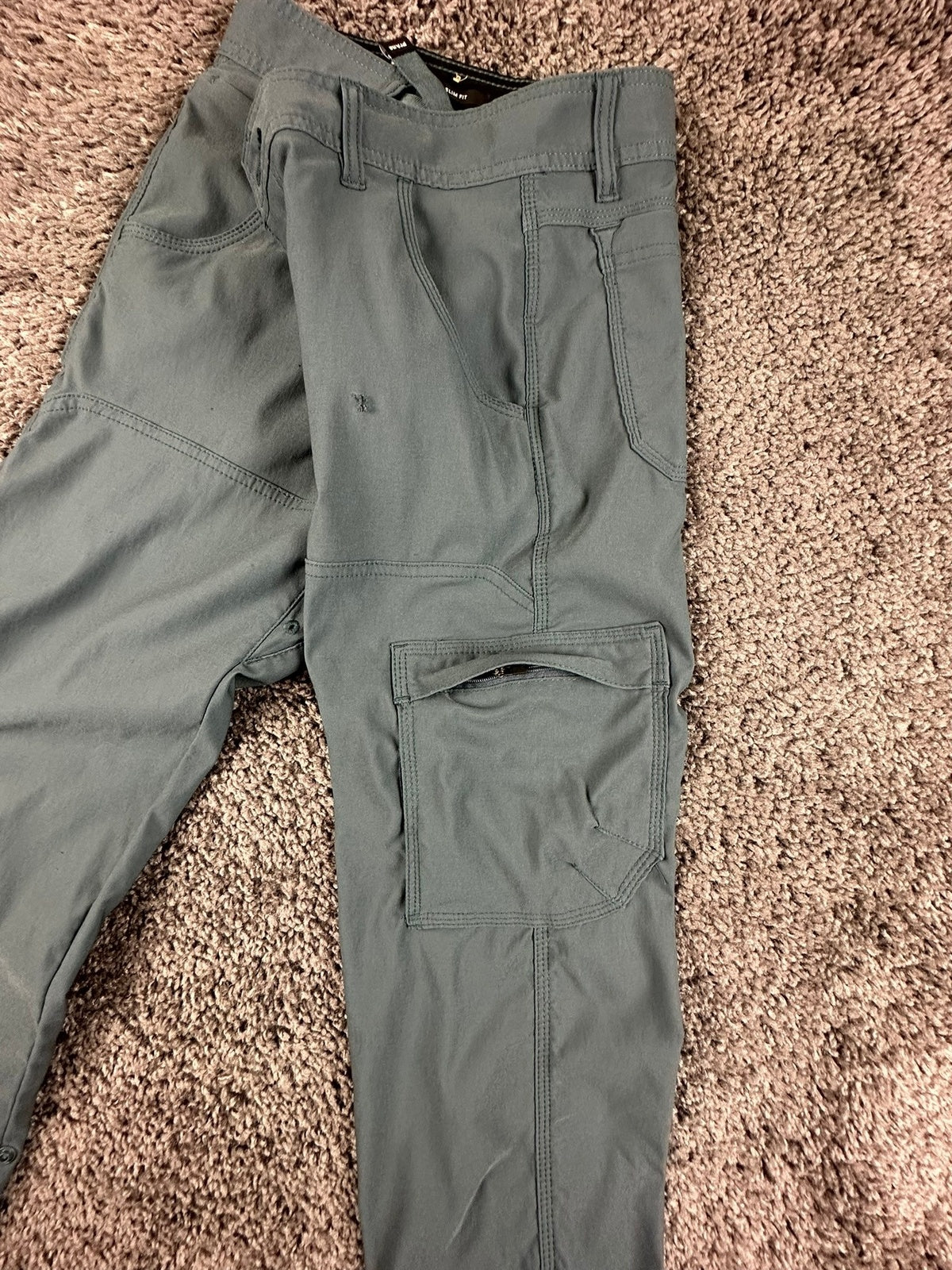 prAna Stretch Zion Slim Fit Pants Mens 30x30 Hiking Cargo Belted Teal