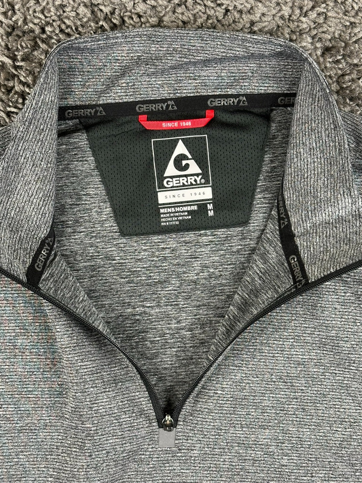 Gerry Mens Quarter Zip Pullover Gray Stretch Performance Long Sleeve Shirt Sz M