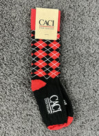 Sock Club Men Crew Socks Red Black Argyle CACI Ever Vigilant Military Cotton USA