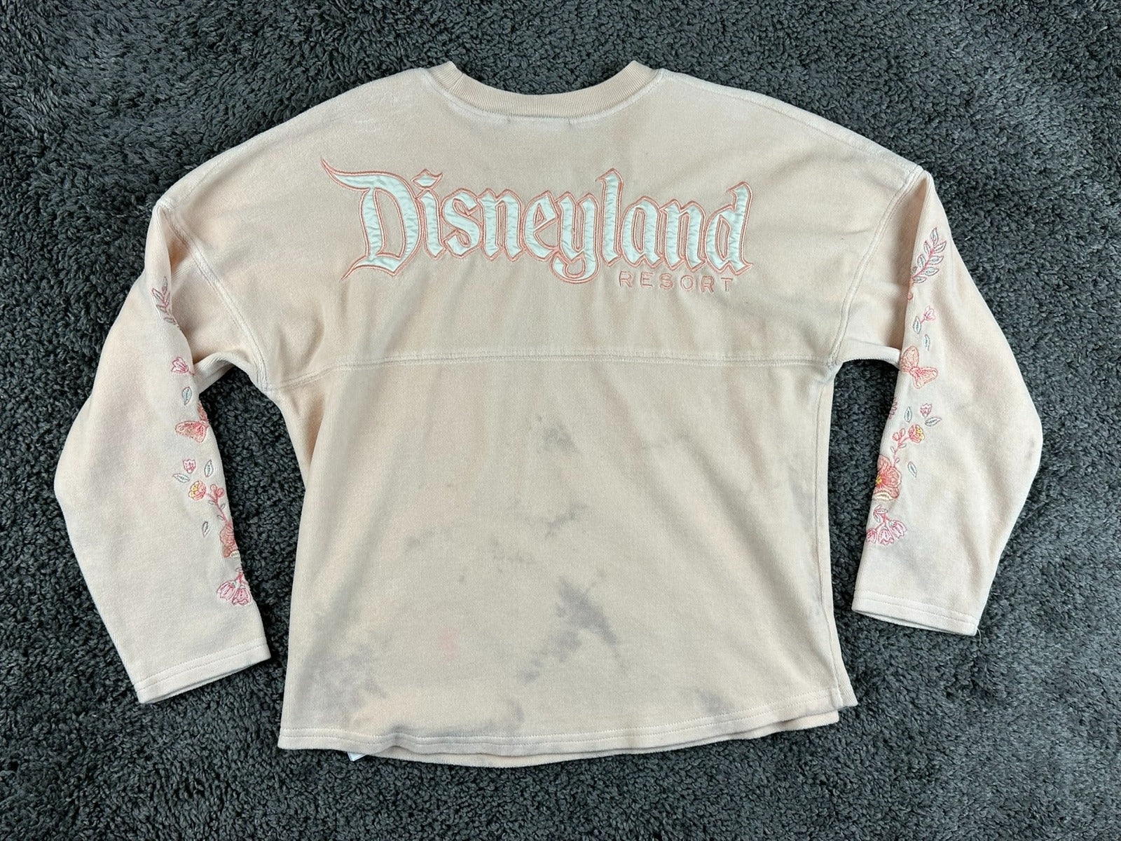 Disneyland Resort Girls Spirit Jersey XL 14 Pink Floral Embroidered Long Sleeve