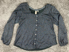 Dolan Collection By Anthropologie Navy Button Front Leopard Blouse Size Large