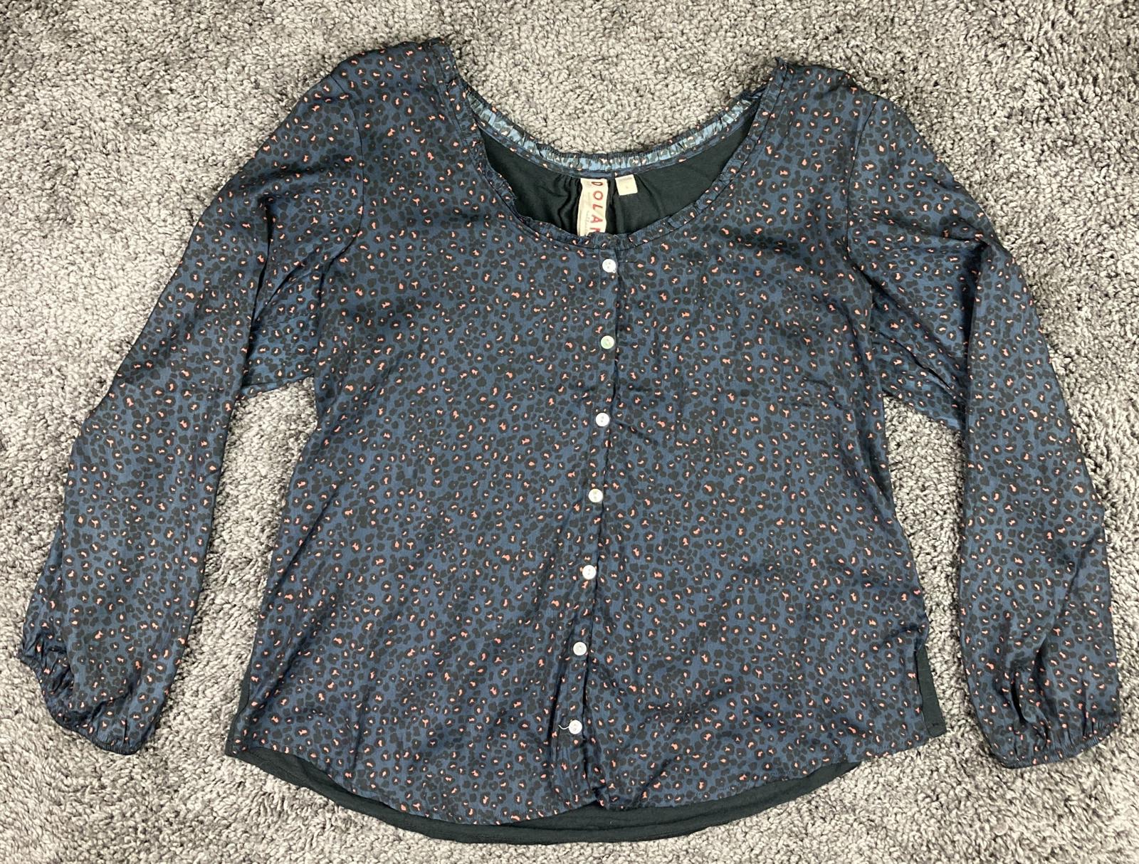 Dolan Collection By Anthropologie Navy Button Front Leopard Blouse Size Large