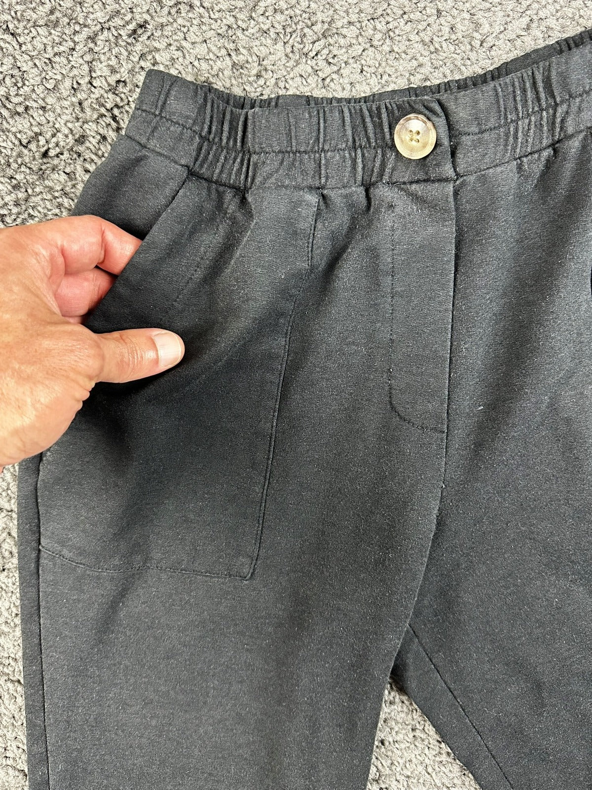 Amour Vert Pants S Black Organic Cotton Modal Jogger Tapered High Rise Pocket US