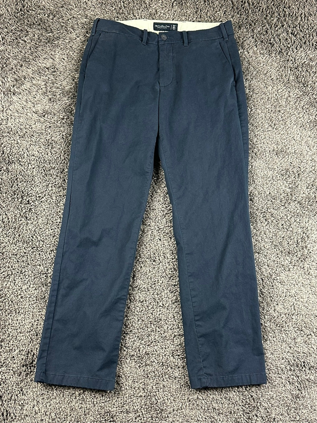 Abercrombie Fitch Mens Chino Pants 30x30 Navy Blue Straight Stretch Flat Front
