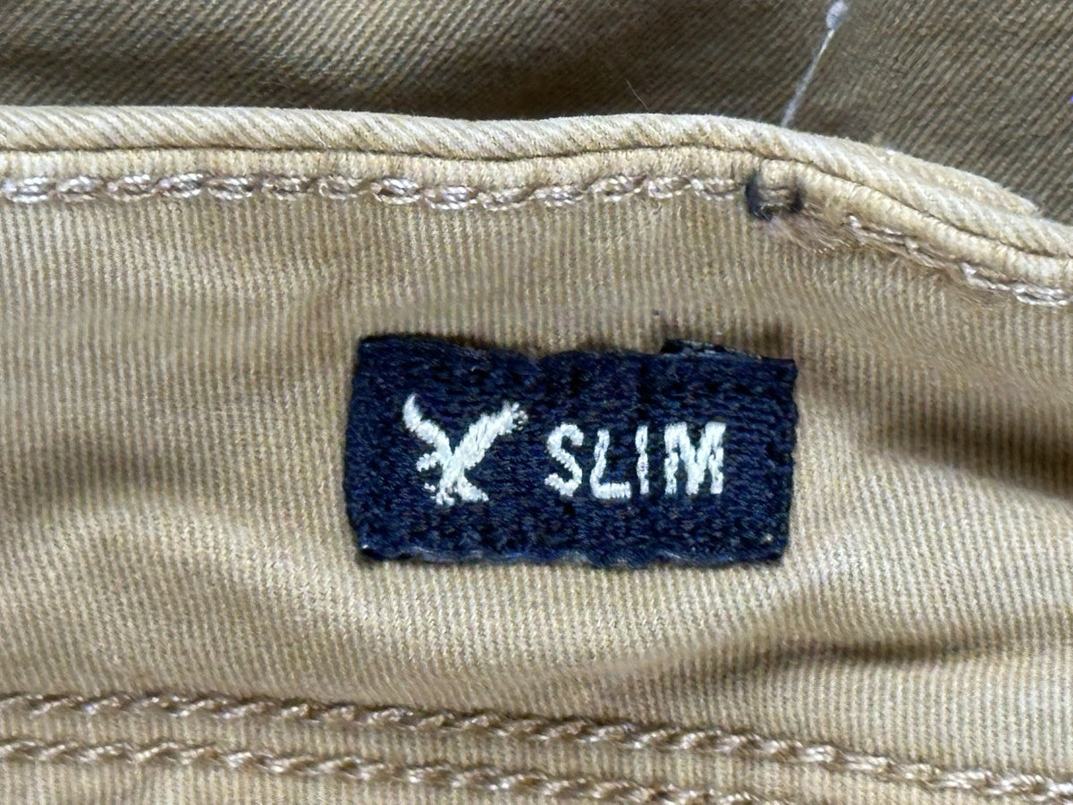 American Eagle Mens Tan Khaki 360 Extreme Flex Slim Chino Pants Stretch Sz 33x32