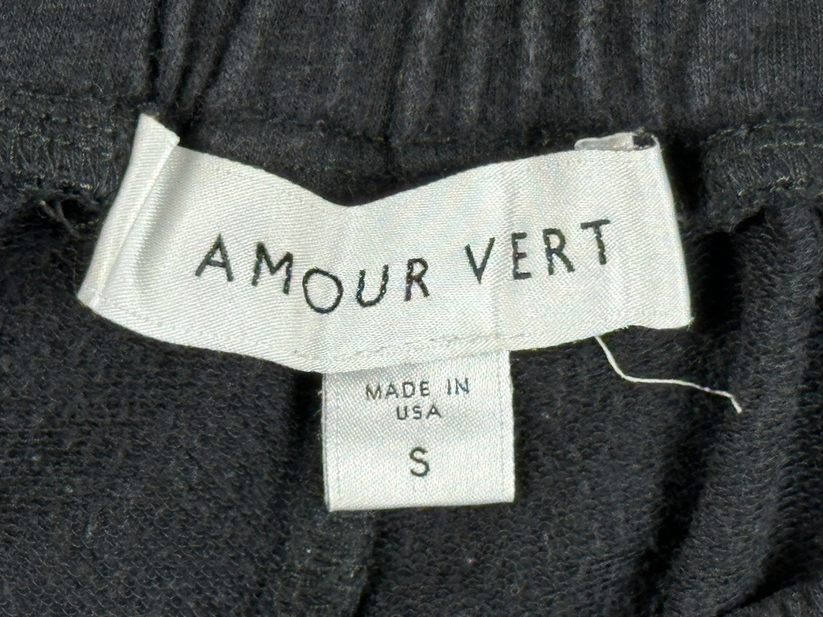 Amour Vert Pants S Black Organic Cotton Modal Jogger Tapered High Rise Pocket US