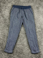 Athleta Stripe Bali 100% Linen Pants Womens Blue Stripe Drawstring Cuffed Sz 0