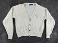 Vintage Cambridge Classics Mens Cardigan Sweater XL Cream Cotton Knit USA Made