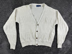Vintage Cambridge Classics Mens Cardigan Sweater XL Cream Cotton Knit USA Made