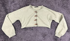 Maje Womens Cropped Cardigan Size 3 Large Sage Green Toggle Button Cotton