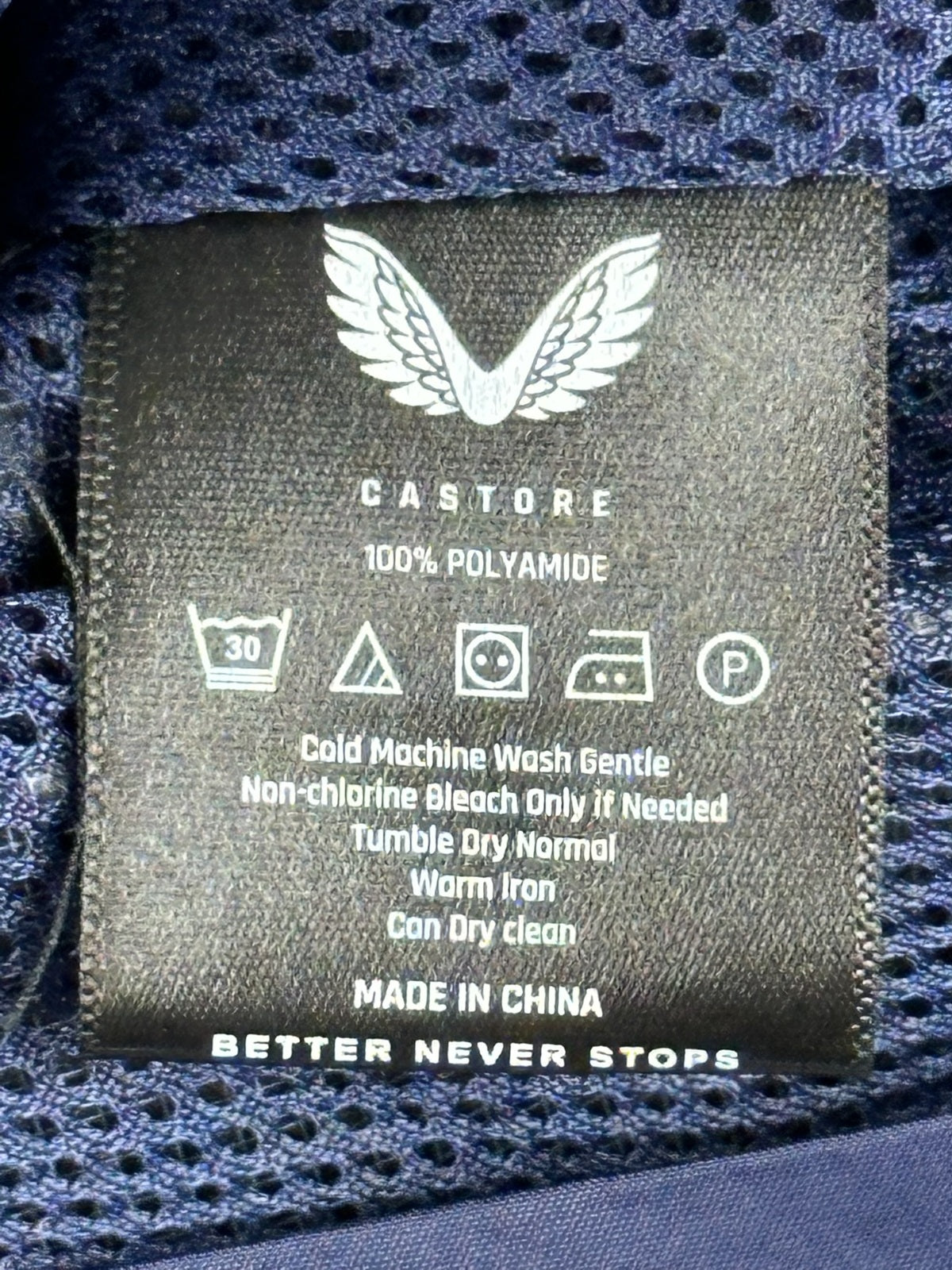Castore Mens Large Navy Blue Long Sleeve V-Neck Windbreaker Pullover Mesh Lined