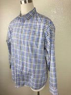Van Heusen Flex Slim Fit Mens Plaid Dress Shirt Blue White XXL 18 18.5