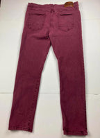 Stitches & Rivets Men’s Jeans Size 38x32 Burgundy 5-Pocket Rivet Denim, Zip Fly