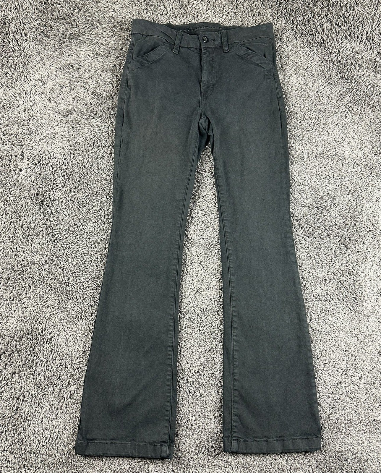 American Eagle High Rise Kick Boot Pants Womens 4 Black Stretch Bootcut Mid Rise
