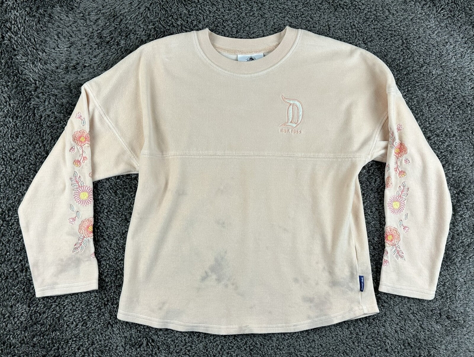 Disneyland Resort Girls Spirit Jersey XL 14 Pink Floral Embroidered Long Sleeve