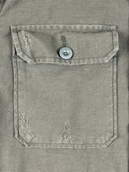 AllSaints Sapper Mens XL Military Overshirt Jacket Olive Green Distressed Cotton