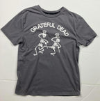 Grateful Dead Dancing Skeletons Top Hat Graphic T-Shirt Youth Size L 12-14 Gray