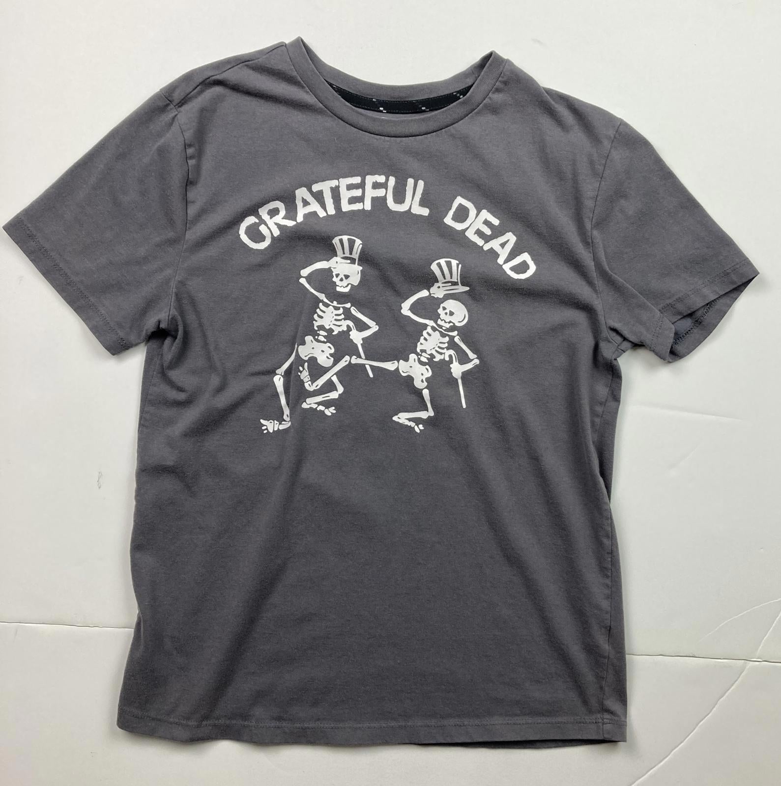 Grateful Dead Dancing Skeletons Top Hat Graphic T-Shirt Youth Size L 12-14 Gray