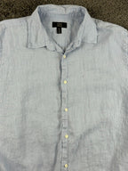 Club Room Mens 100% Linen Shirt XXL 2XL Light Blue Long Sleeve Button Front