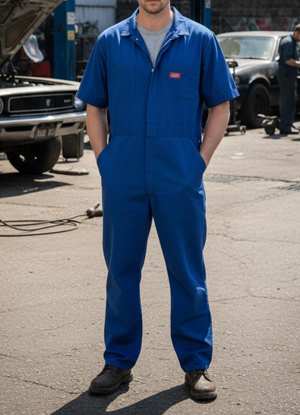 Dickies Blue Short Sleeve Work Jumpsuit Coveralls Men's Chest 46 Length Regular