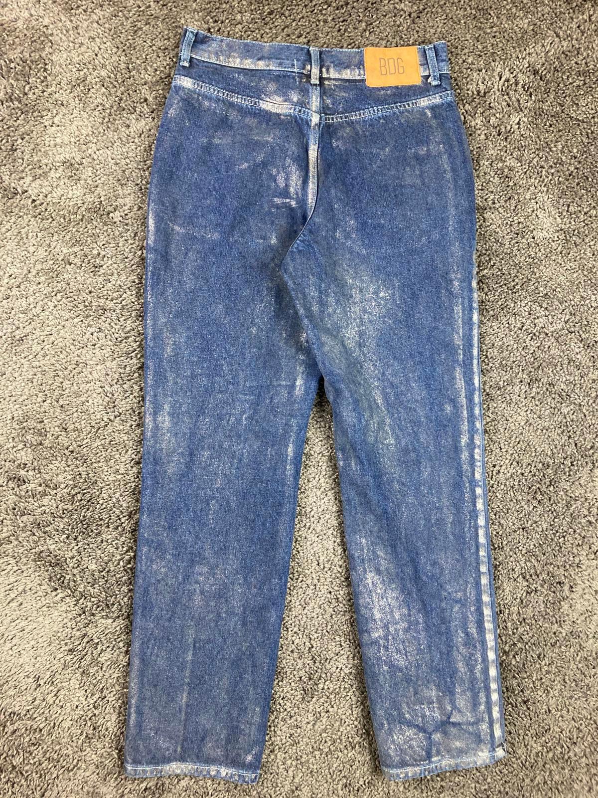 BDG Urban Outfitters Metallic Cowboy Jeans Women’s Blue Straight Leg Sz 28
