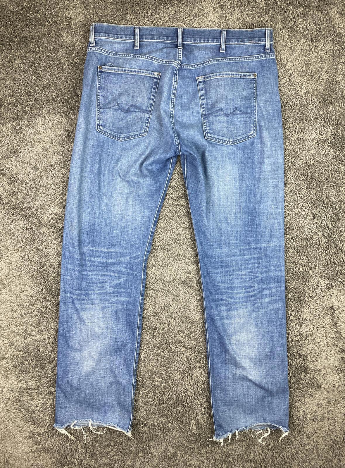 7 For All Mankind Austyn Mens Jeans 38 Blue Stretch Denim Raw Hem