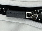 Karl Lagerfeld Paris Womens Small Track Jacket White Black Snap Sleeve Full Zip