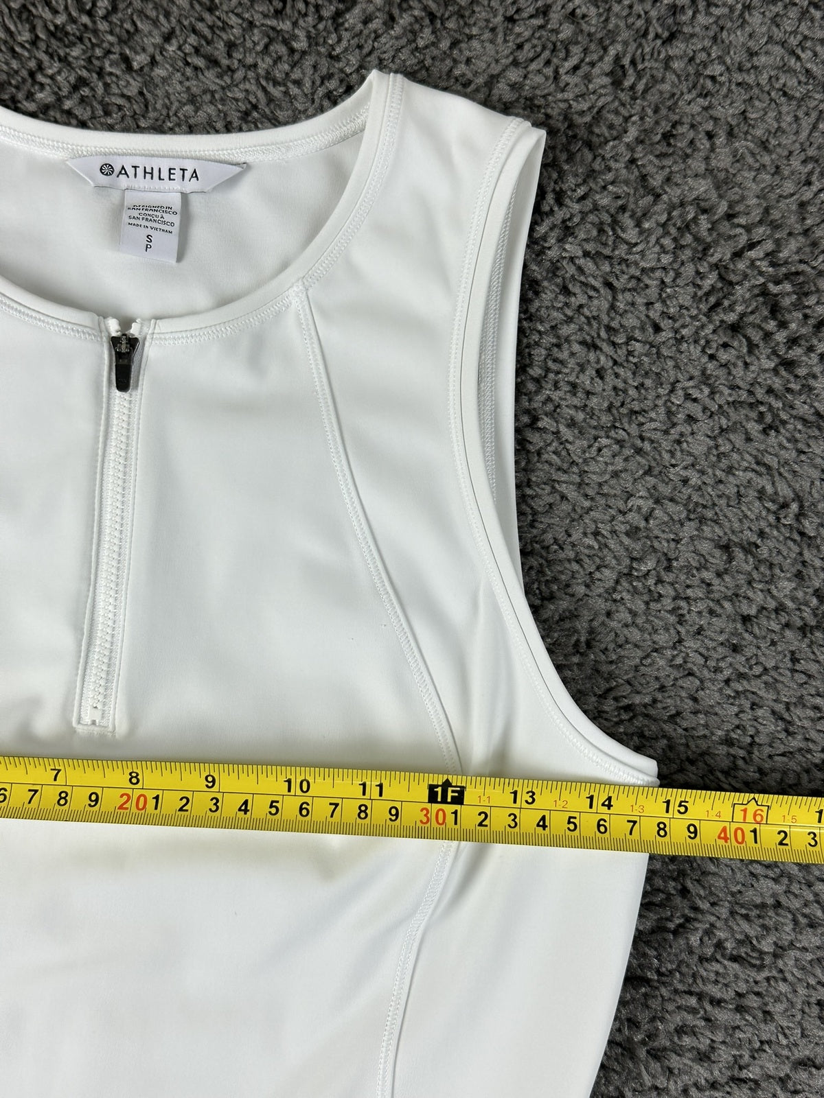 Athleta Ace Tennis Dress Womens White 1/4 Zip Golf Pickleball Stretch Sz SP