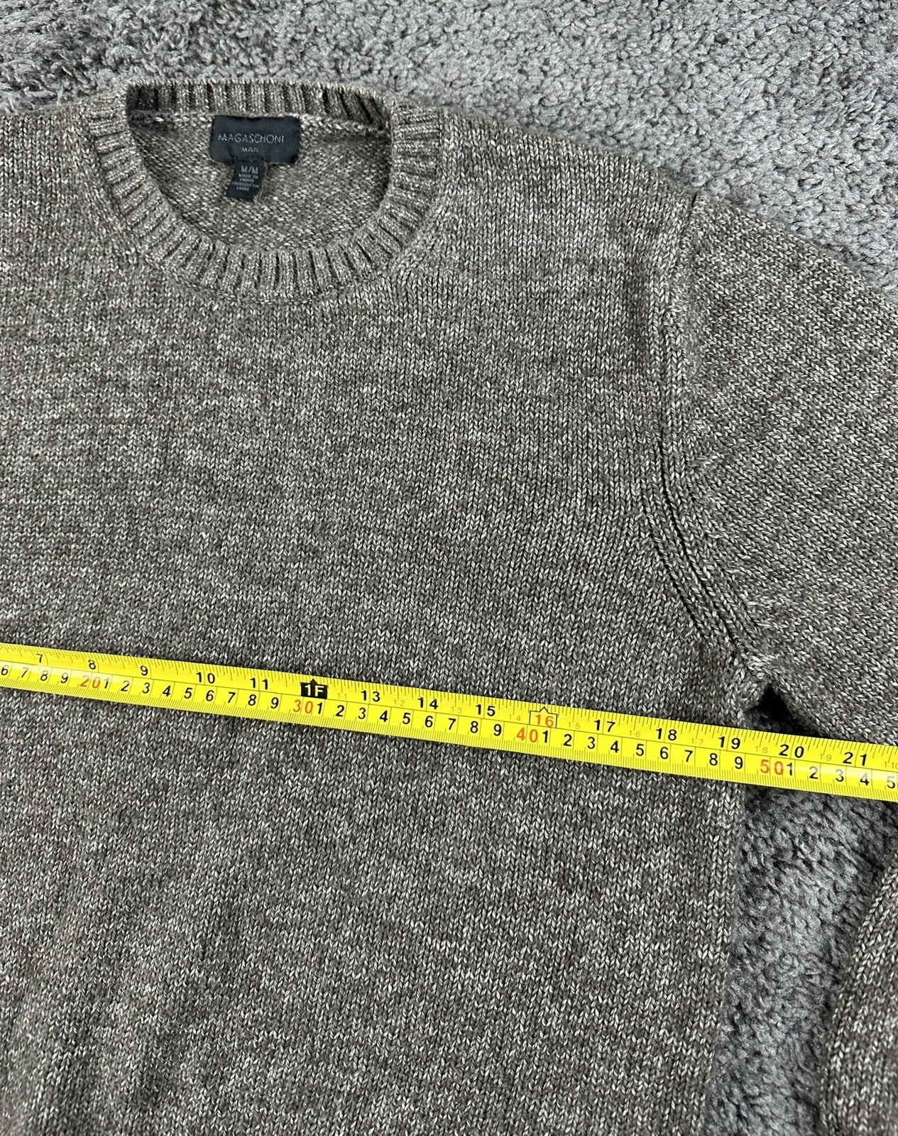 Magaschoni Man Mens Crewneck Sweater Size M Brown Cotton Lyocell Pullover Knit