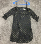 Eliza J Black Dress Gold Metallic Puff Sleeve  Size 8