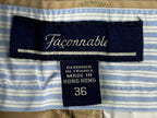 Faconnable Trim Fit Khaki Pleated Cotton Chino Pants Men’s 36 RN58865