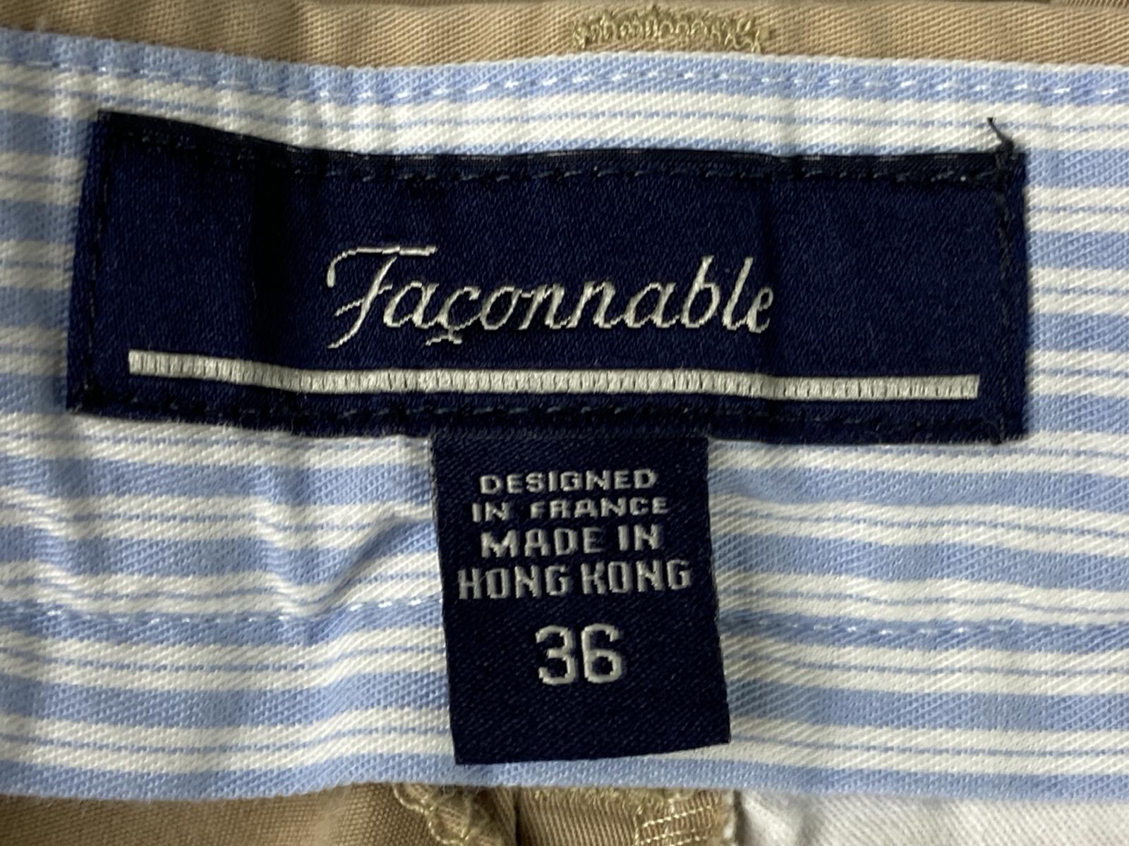 Faconnable Trim Fit Khaki Pleated Cotton Chino Pants Men’s 36 RN58865