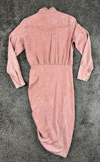Young Fabulous & Broke Womens Shirt Dress Small Pink Mineral Wash Ruched Tencel