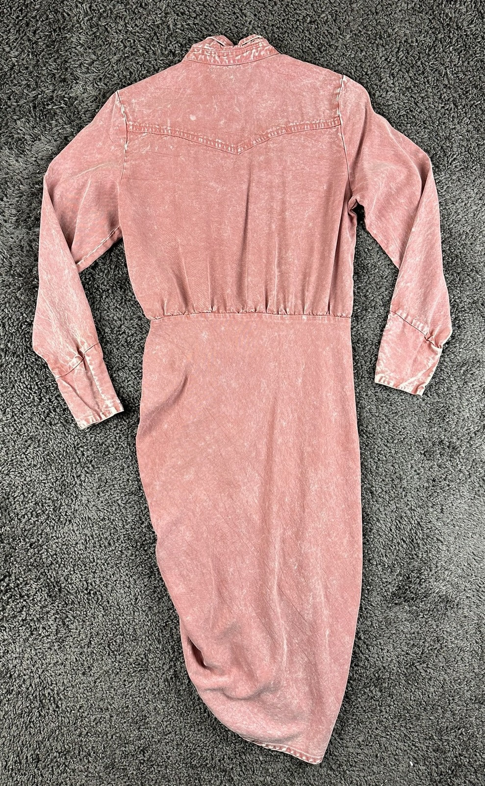 Young Fabulous & Broke Womens Shirt Dress Small Pink Mineral Wash Ruched Tencel