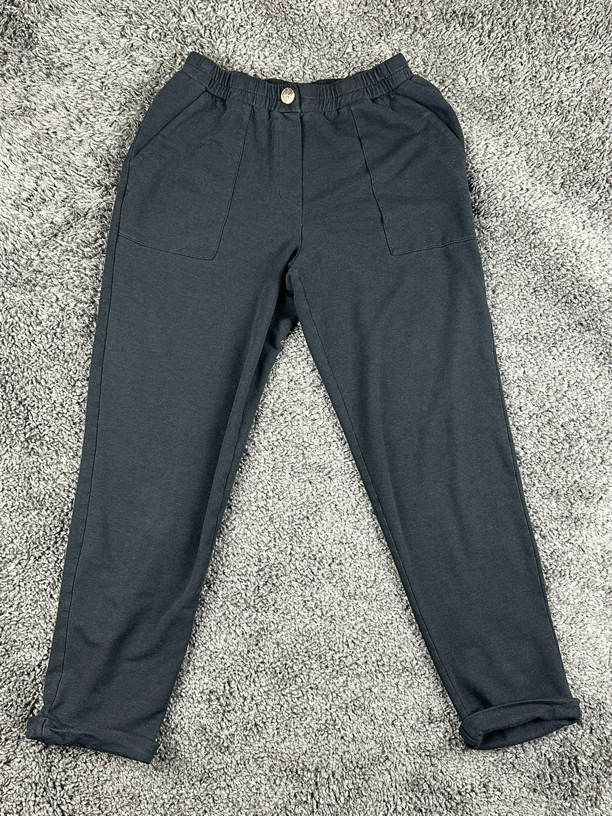 Amour Vert Pants S Black Organic Cotton Modal Jogger Tapered High Rise Pocket US