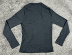 CHANEL Uniform 19P Black Wool Blend Knit Sweater CC Logo Shoulder Buttons Small