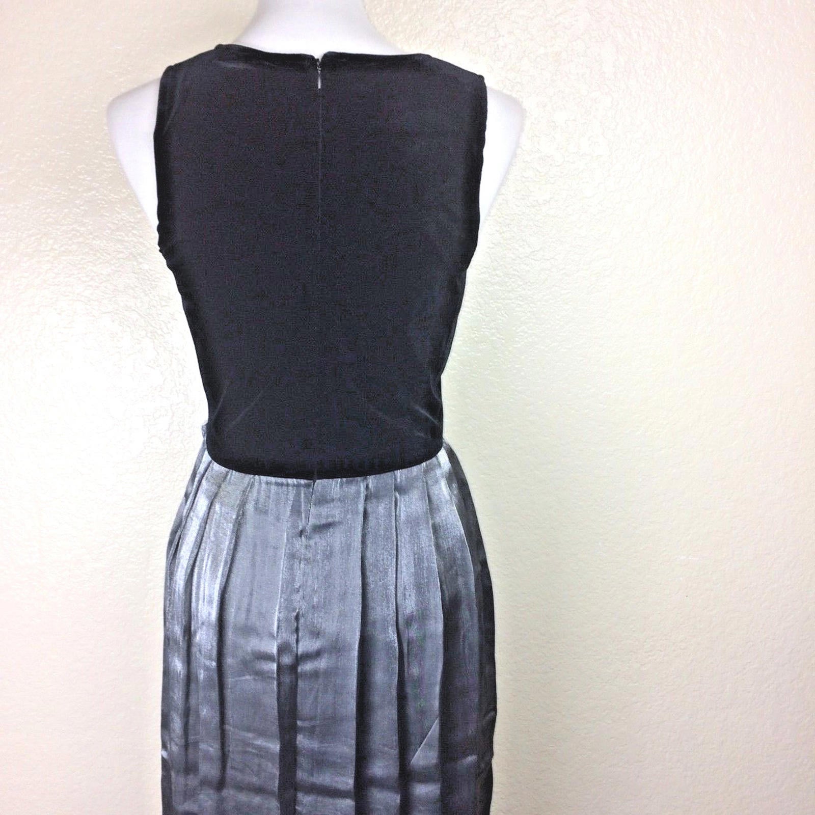 Hillard & Hanson Womens Black Silver Velvet Pleated Dress Jacket Set Sz 8 Formal