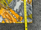 Cache Womens XS Faux Wrap Dress Gold Paisley Chain Print Side Tie Stretch