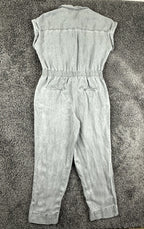 Nicole Miller New York Womens Utility Jumpsuit Size 8 Gray Linen Blend Belted