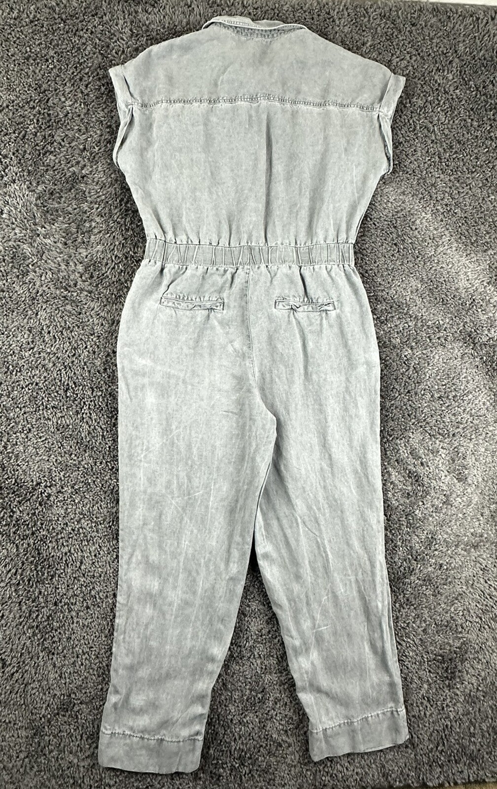Nicole Miller New York Womens Utility Jumpsuit Size 8 Gray Linen Blend Belted
