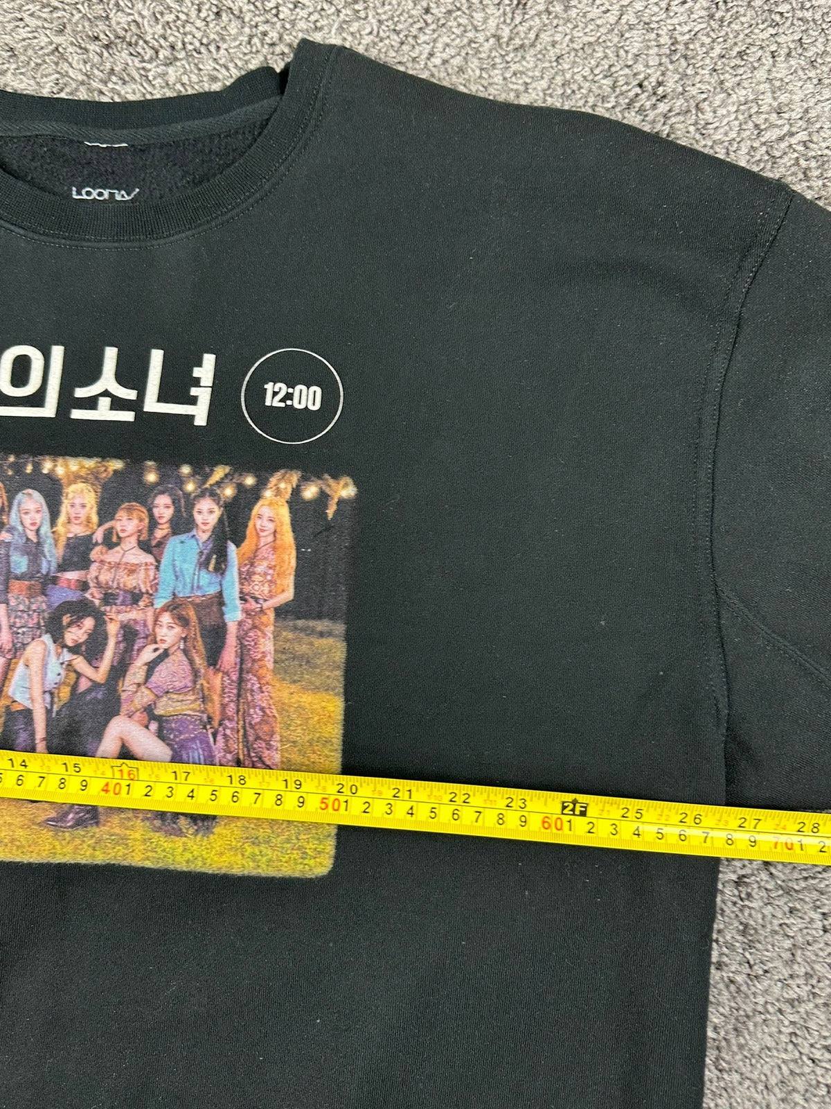 LOONA 12:00 Kpop Album Graphic Crewneck Sweatshirt Black Size XXL Pullover