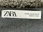 ZARA Gray Knit Wrap Midi Dress Long Sleeve Sweater Tie Waist Womens Size M