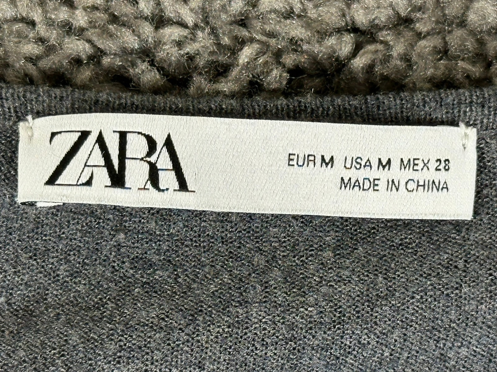 ZARA Gray Knit Wrap Midi Dress Long Sleeve Sweater Tie Waist Womens Size M
