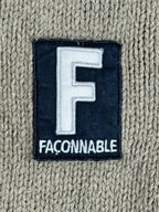 Vtg Faconnable Sweater Mens XL Tan Beige Heavy Cotton Knit Sleeve Patch Pullover