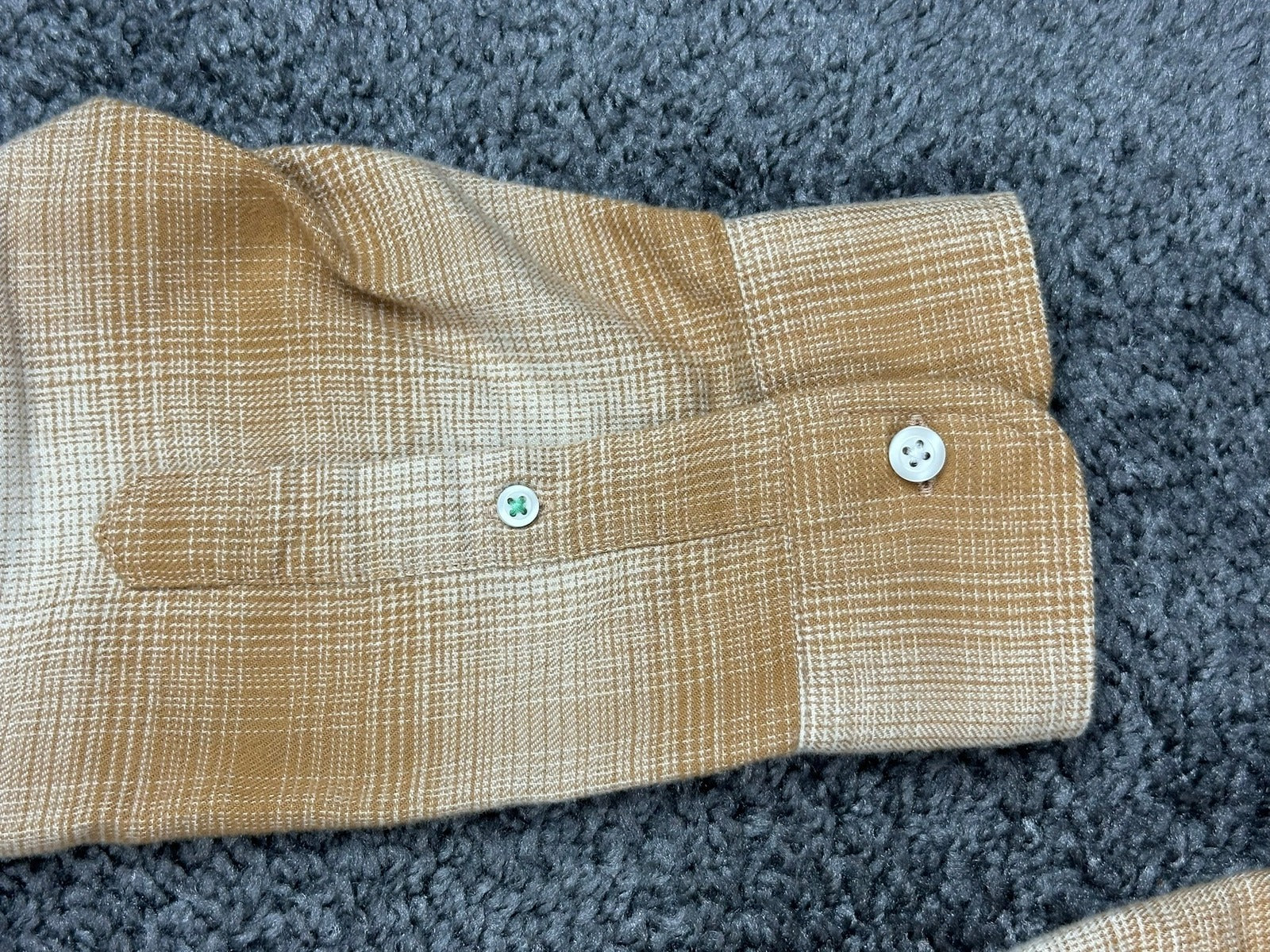 Linksoul Plaid Button Up Shirt Mens XL Tan Cream Long Sleeve