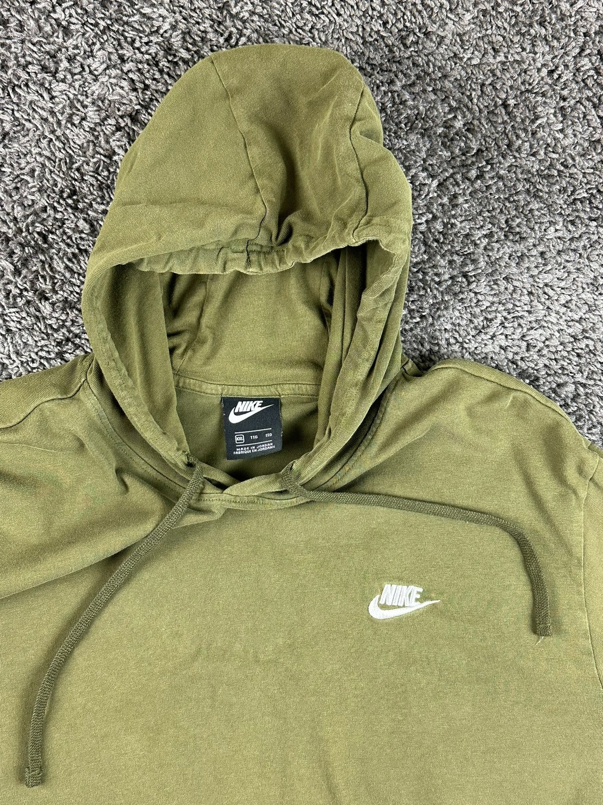 Nike Mens 2XL Olive Green Club Jersey Pullover Lightweight Hoodie Shirt